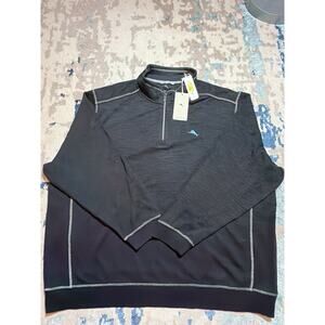 Tommy Bahama Men's Black 1/4 Zip Mock Neck Pullover 3XLB Big & Tall